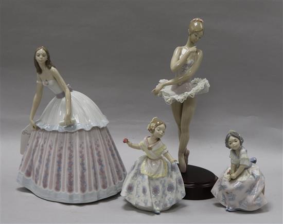 A Lladro ballerina and dancer, two children